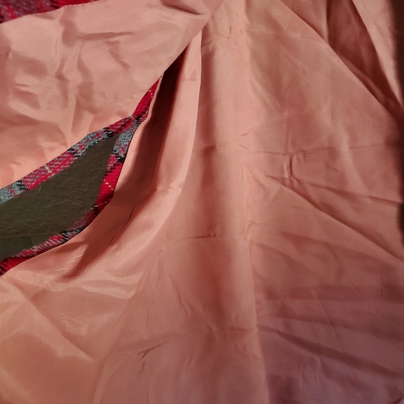 Vintage S. Eisenberg Red Plaid Lined Cape Arm Slits Wrap Poncho Open Front - Picture 5 of 10